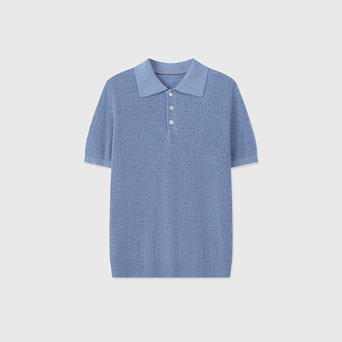 brunello cucinelli english rib cotton linen polo shirt